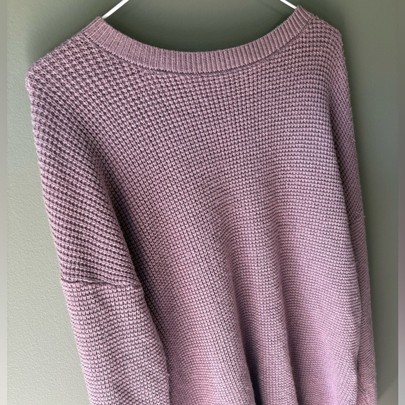Kersh size M Women's Purple/Mauve wool blend Waffle Sweater, scoop neck - Picture 3 of 7